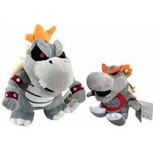 Gray Bowser Dry Bones King & Bowser Jr Plush Set Mario Characters